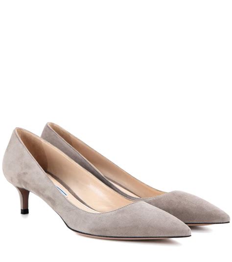 prada pumps kitten heel|Prada suede ankle strap pumps.